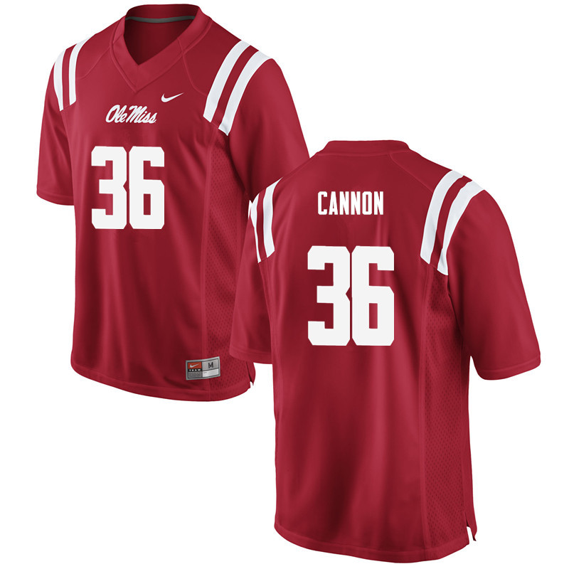 Glenn Cannon Ole Miss Rebels NCAA Men's Red #36 Stitched Limited College Football Jersey LOP3558MU